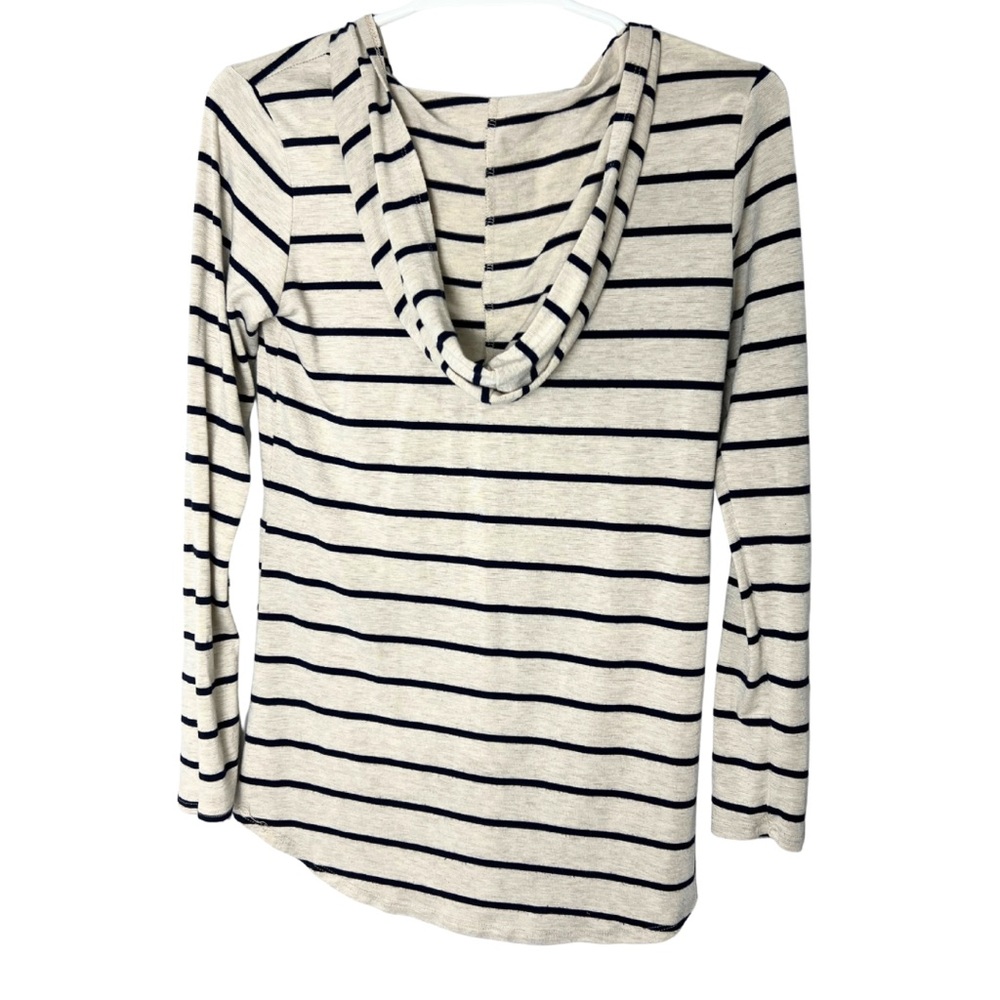 Free Kisses Hoodie Top Cream And Navy Striped Nautical Size Medium - Picture 3 of 3